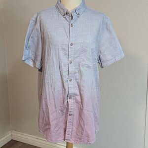 Men's Blue and Pink Button-Up Shirt